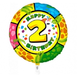 Balon foliowy okrągły cyfra 2 urodziny 46 cm